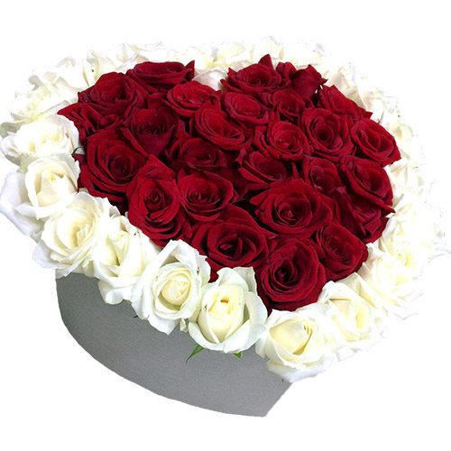 Фото товара 51 роза сердце в коробке в Запорожье