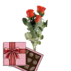 Фото товара 3 красные розы с конфетами в Запорожье