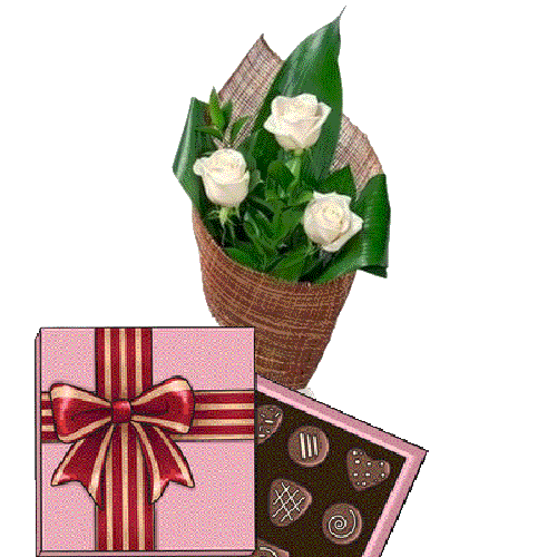 Фото товара 3 белые розы с конфетами в Запорожье