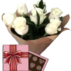 Фото товара 7 белых роз с конфетами в Запорожье