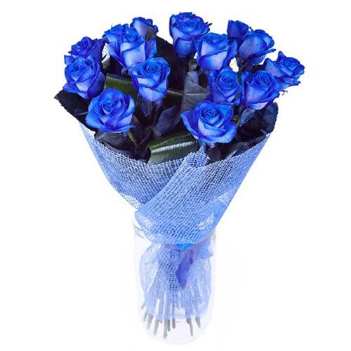 Фото товара 17 синих роз (крашеных) в Запорожье