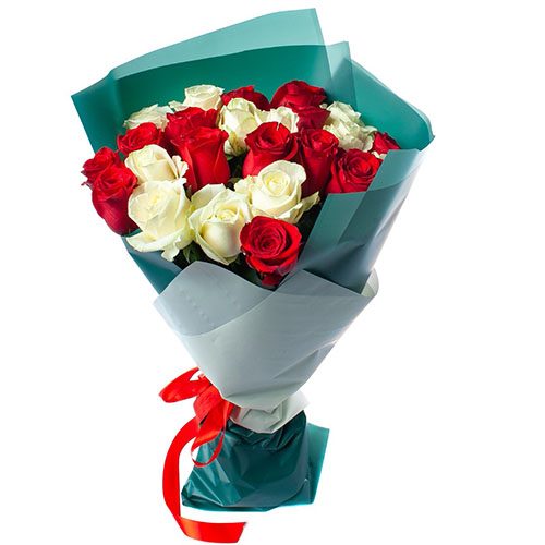 Фото товара 25 роз красных и белых в Запорожье