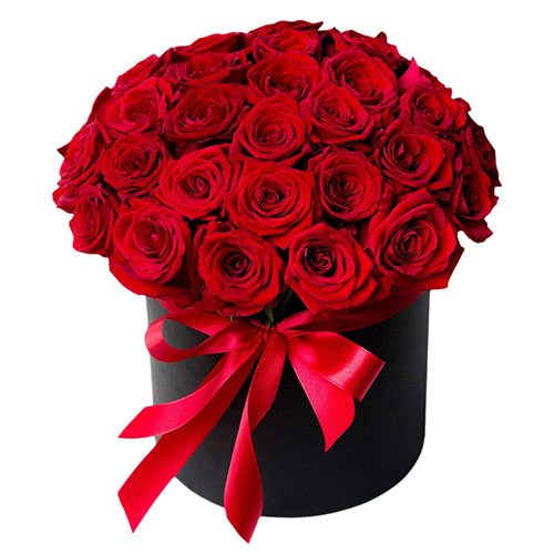 Фото товара 33 розы в шляпной коробке в Запорожье