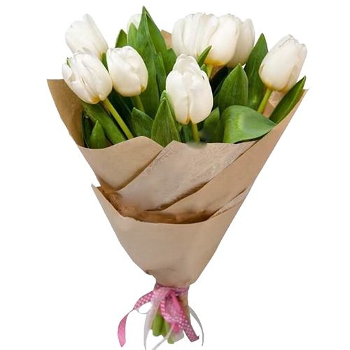 Фото товара 11 белых тюльпанов в Запорожье