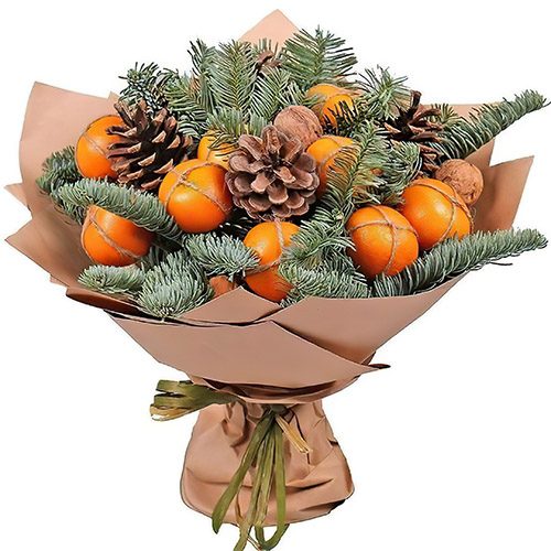 Фото товара Новогодний букет с мандаринами в Запорожье
