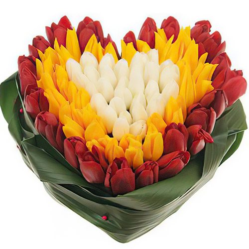 Фото товара 151 тюльпан сердцем "Краски весны" в Запорожье