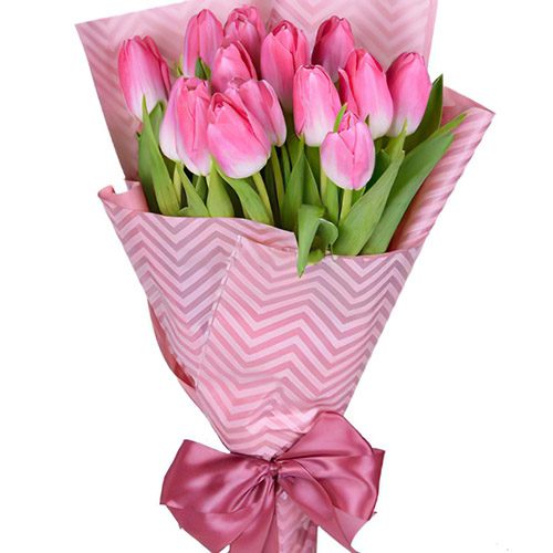 Фото товара 15 розовых тюльпанов в Запорожье