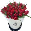 Фото товара 51 красно-белый тюльпан (с лентой)