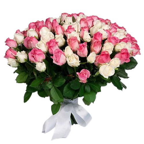 Фото товара 101 белая и розовая роза в Запорожье