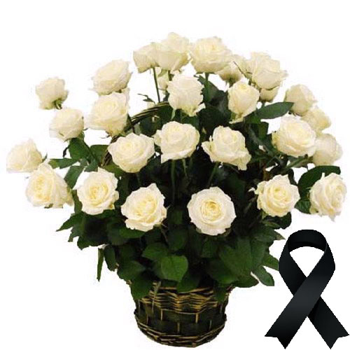 Фото товара 36 белых роз в корзине в Запорожье