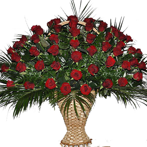 Фото товара Корзина 100 роз в папоротнике в Запорожье