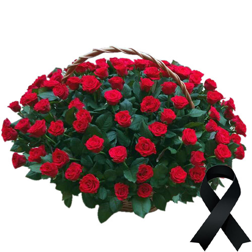 Фото товара 100 красных роз в корзине в Запорожье