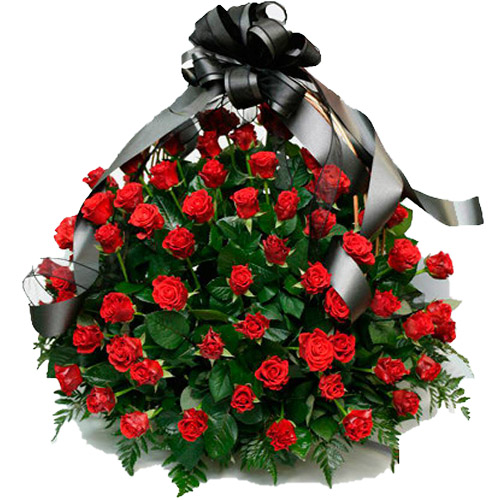 Фото товара 100 алых роз "Пламя" в корзине в Запорожье