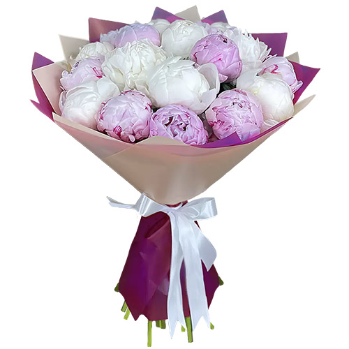 Фото товара 19 белых и розовых пионов в Запорожье