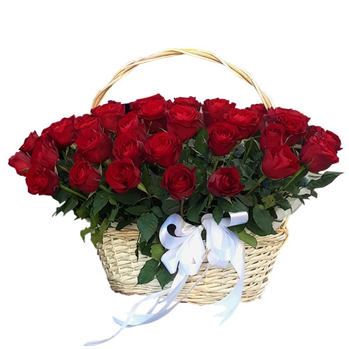 Фото товара 51 красная роза в корзине в Запорожье